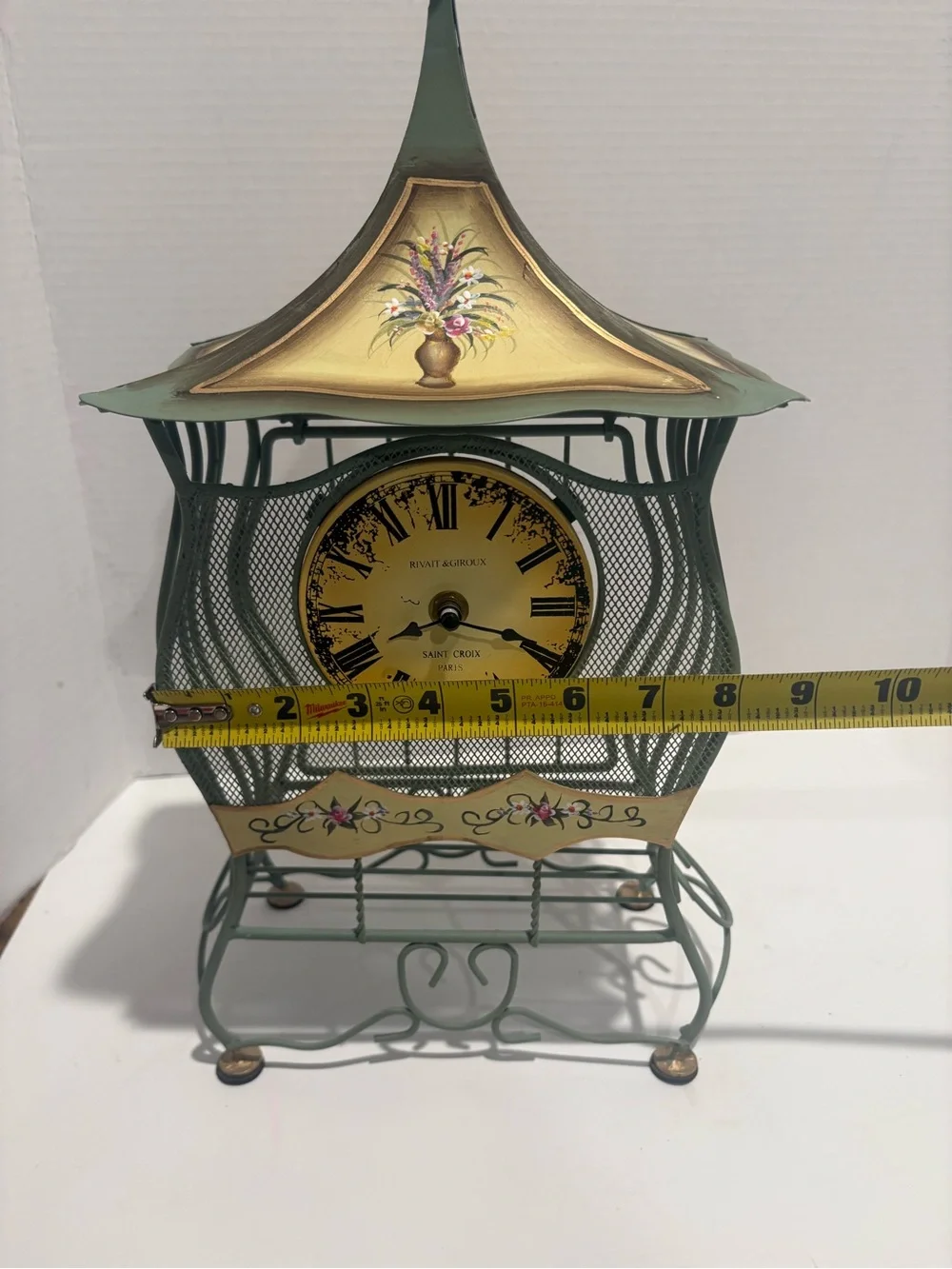 Vintage Style Wire Cage Clock (works)